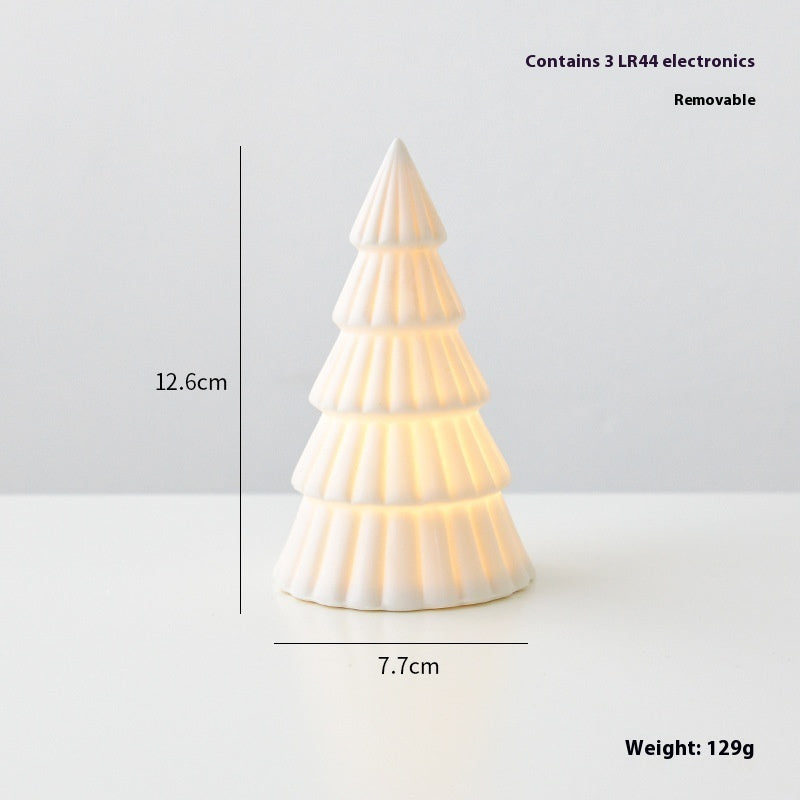 Ceramic Christmas Tree Desktop Decoration Luminous Christmas Small House Christmas Snowman - Olympus