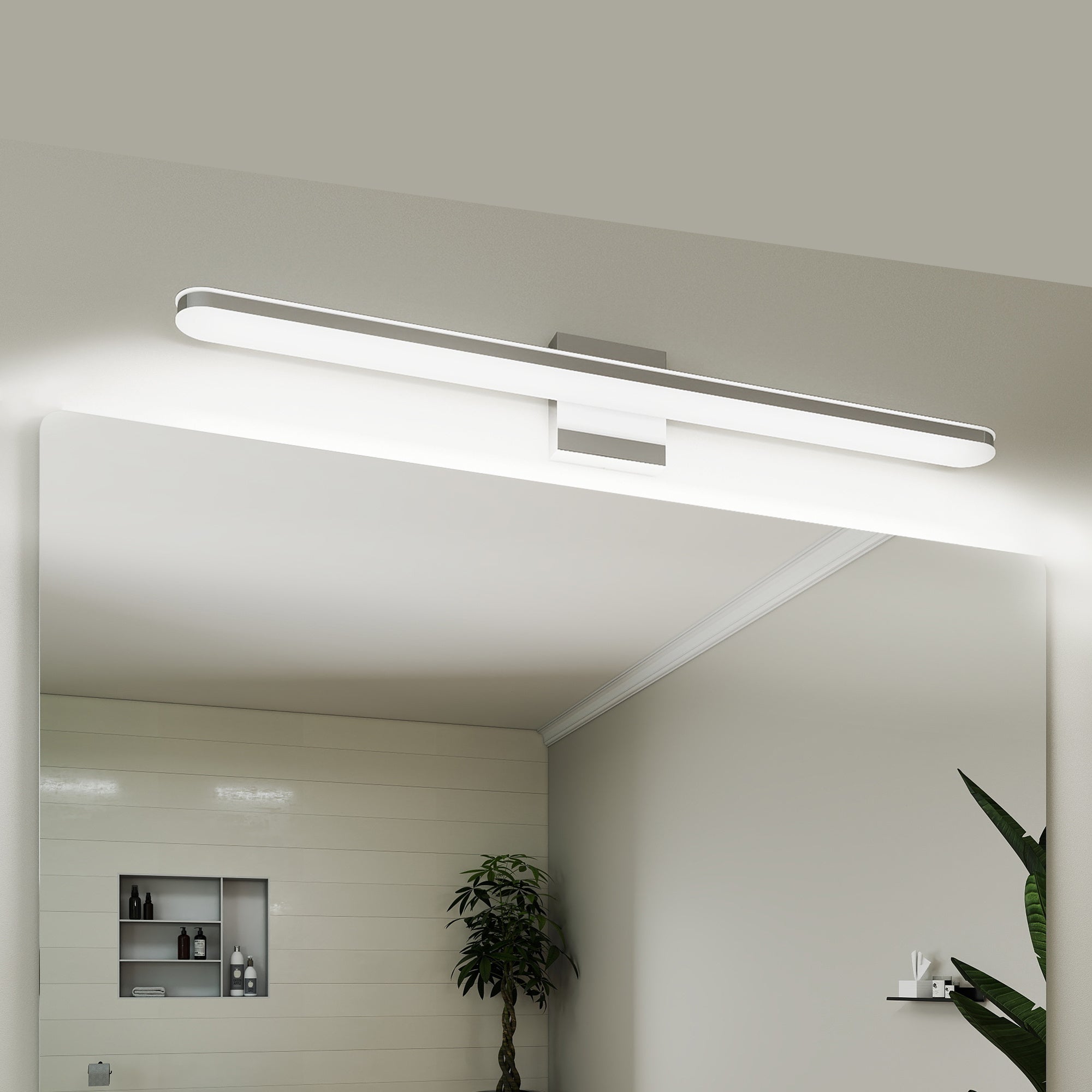 Modern LED Vanity Lights For Bathroom 32IN 16W Daylight White Chrome Light Fixtures Bathroom Lights Over Mirror Vanity Lighting Fixtures Vanity Light