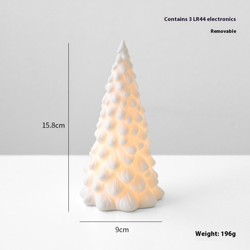 Ceramic Christmas Tree Desktop Decoration Luminous Christmas Small House Christmas Snowman - Olympus