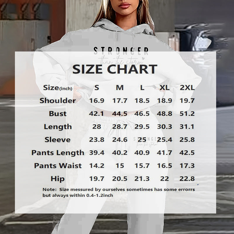 Women's Solid 2-Piece Set Letter Print Hoodie With Pocket & Drawstring Jogger Pants Casual Tracksuit